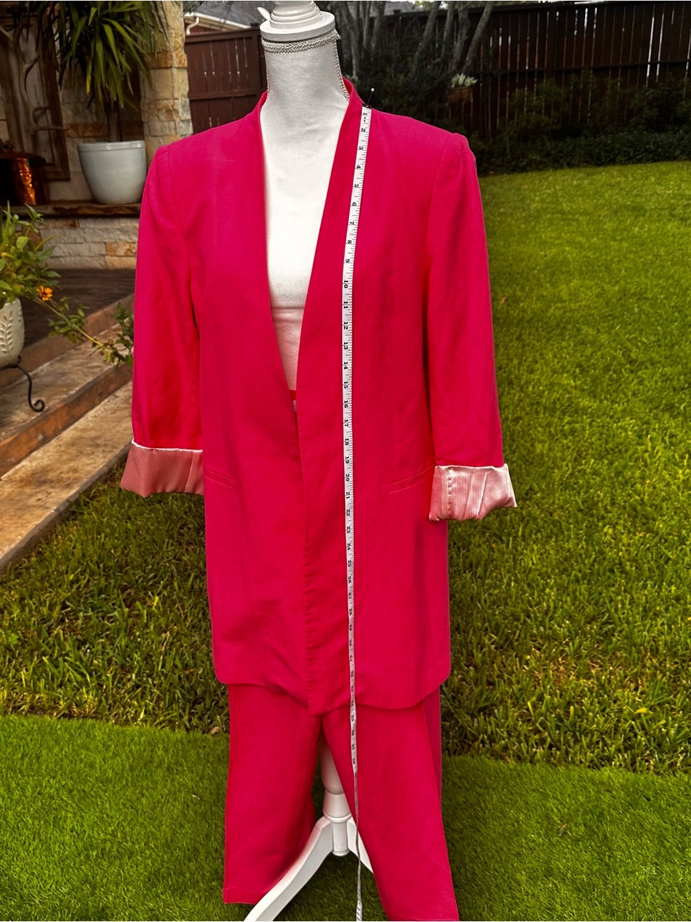 Calvin Klein Magenta Open-Front Blazer with Matching Trousers - Picture 11 of 11